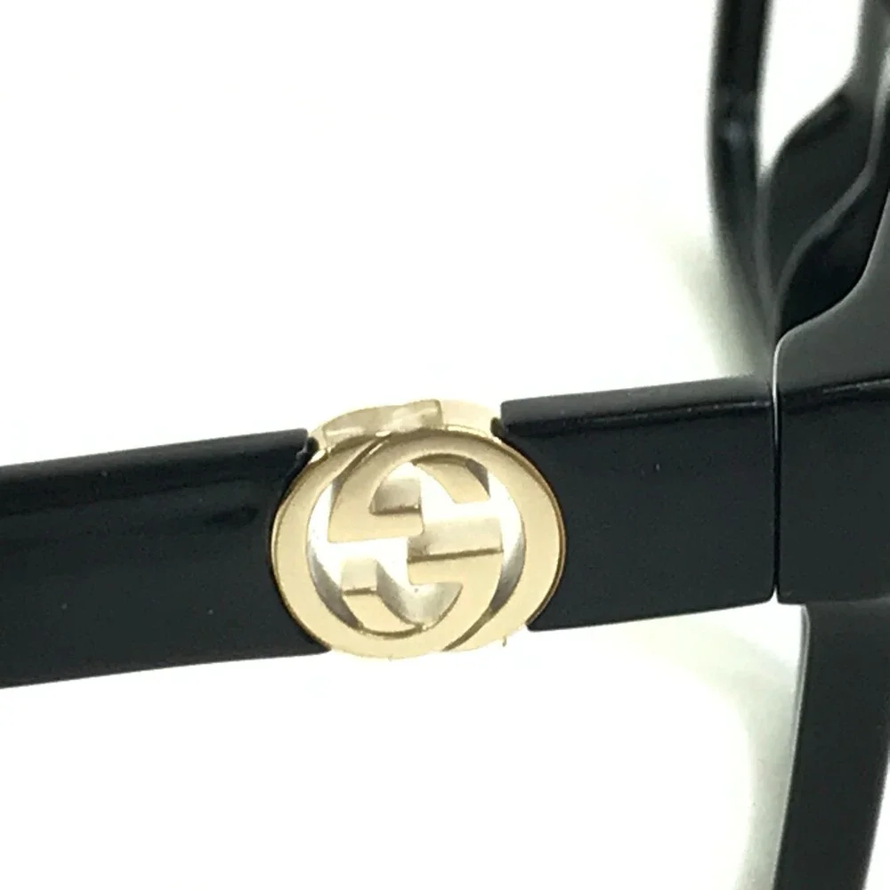 Gucci Eyeglasses Frames GG1025OZ 004 Shiny Black Gold Cat Eye Full Rim 51-18-140 - Picture 4 of 11